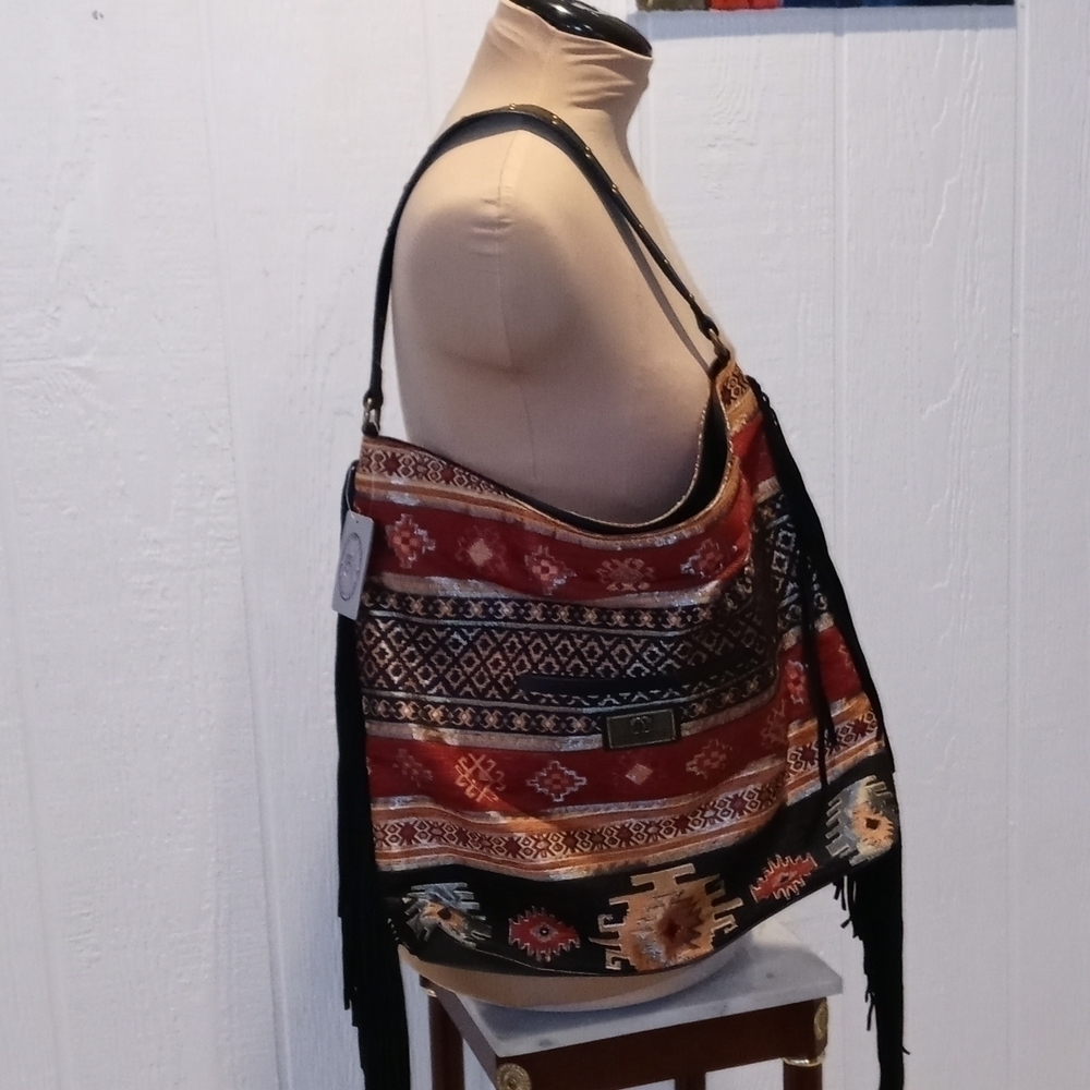 Original Sharif purse tote bag leather fringes NWT - Picture 3 of 16